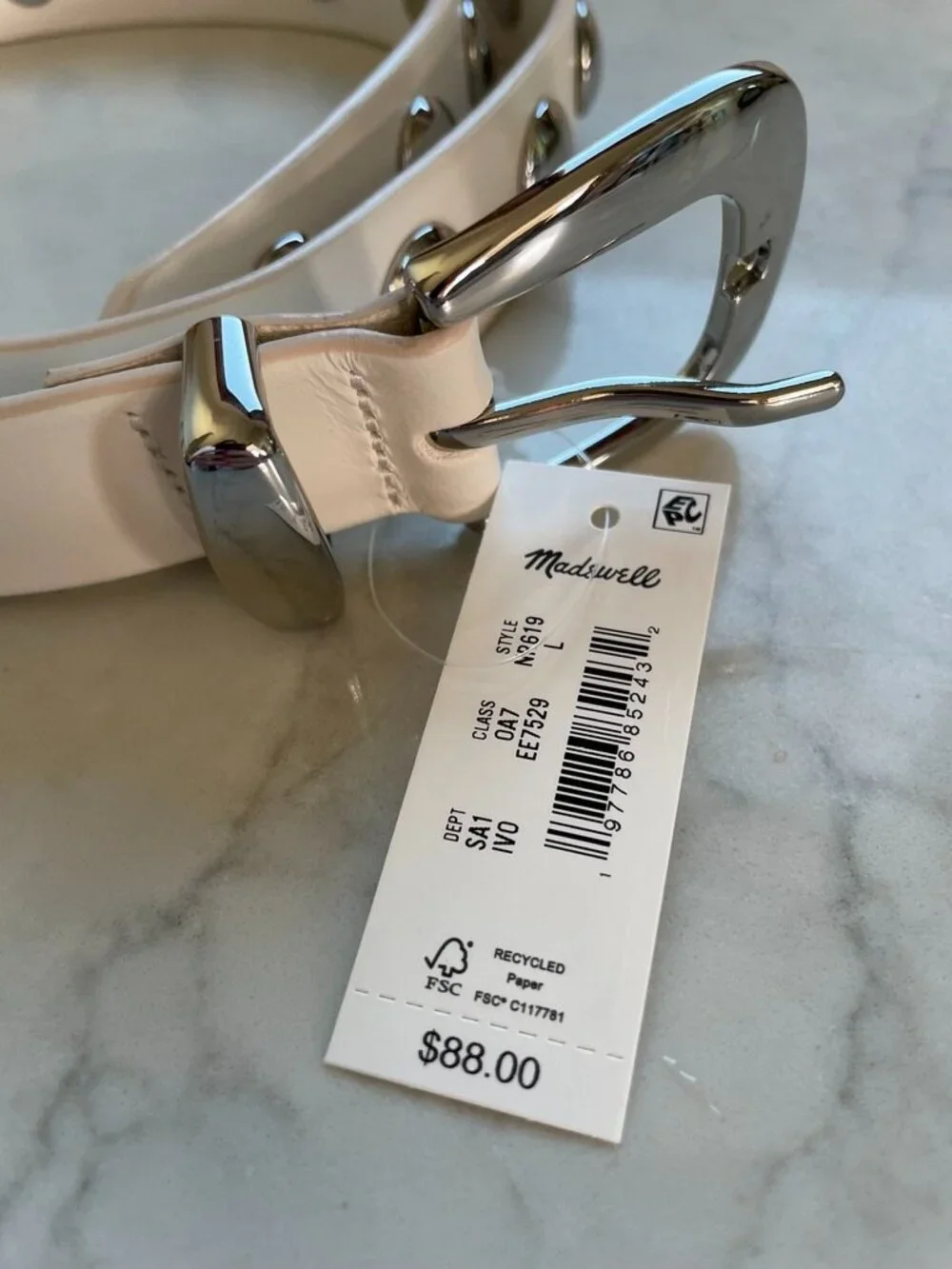 New! $85 Madewell Western Coastal Cowboy Studded Silver Bead Belt